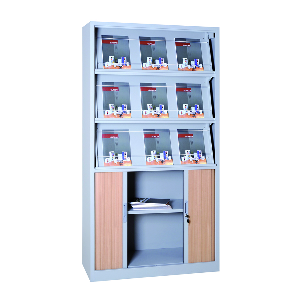MOBIKA Bureau Armoire présentoir magazines rideaux