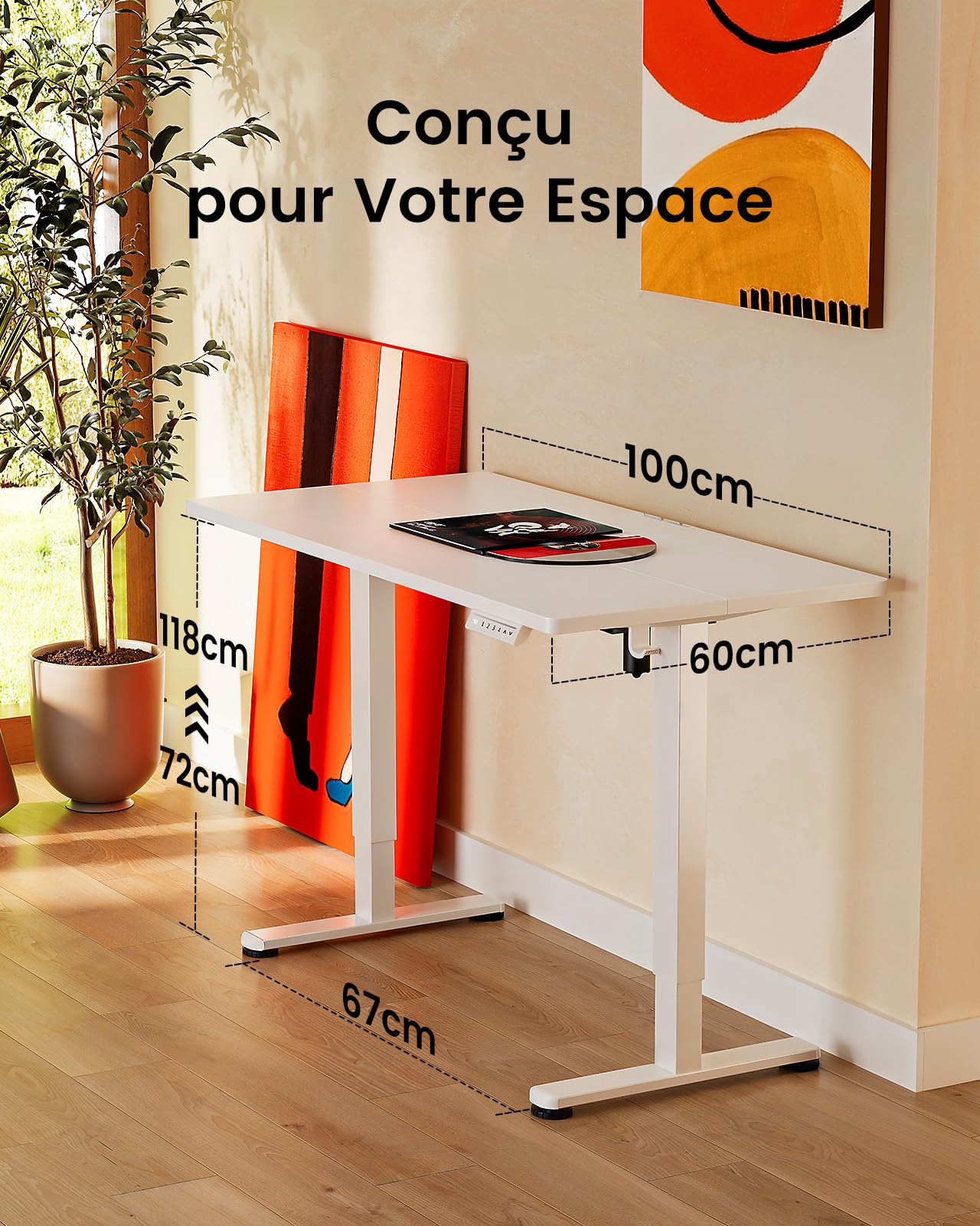 ErGear Electric Standing Desks 100x60 bureau assis-debout blanc 80 kg