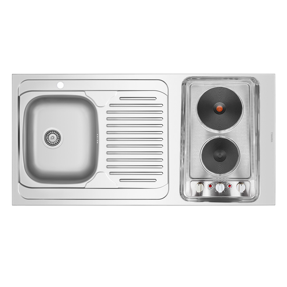 MOBIKA Réfectoire Évier kitchenette 120x60 cm 1 cuve plaques