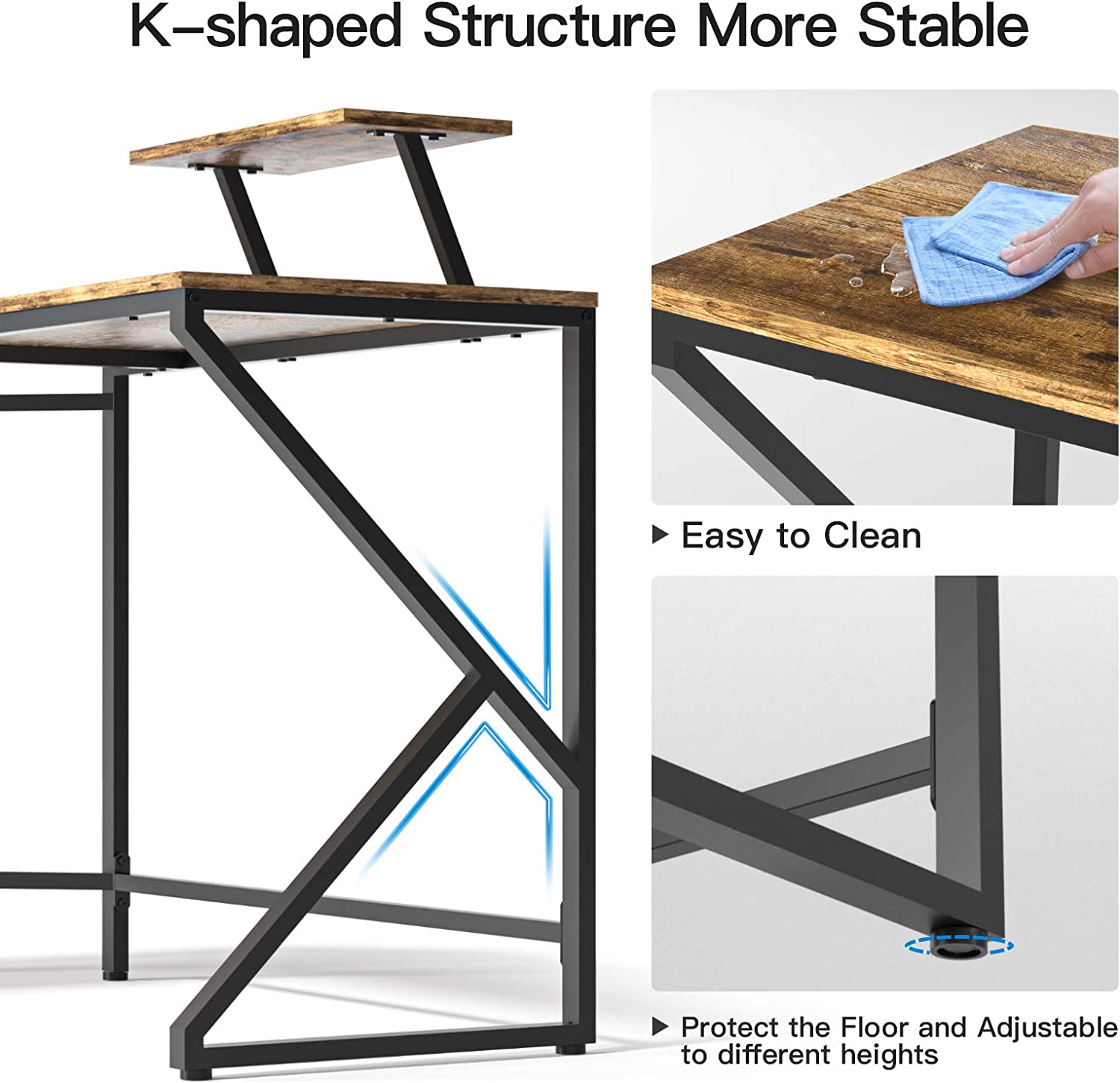 Noblewell Computer Desk bureau angle en L 51 pouces support écran
