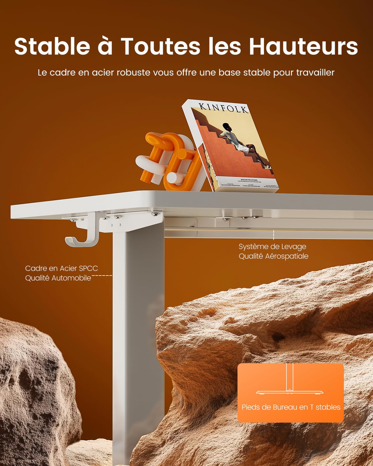 ErGear Electric Standing Desks 100x60 bureau assis-debout blanc 80 kg
