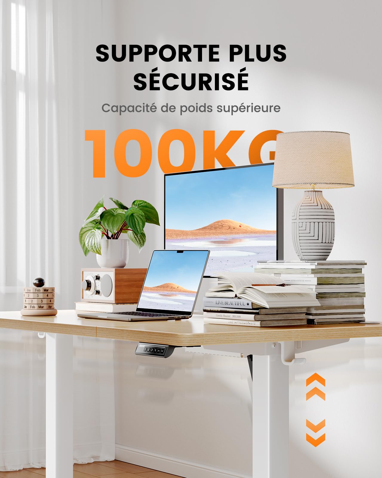 ErGear Electric Standing Desks bureau assis debout 160x80 naturel 100 kg