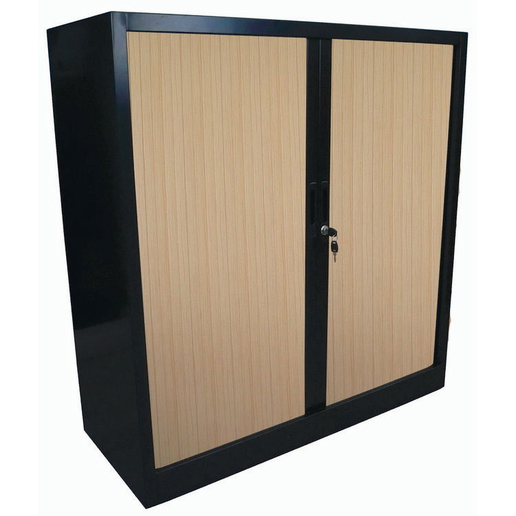 MOBIKA Bureau Armoire basse à rideaux PVC finition bois