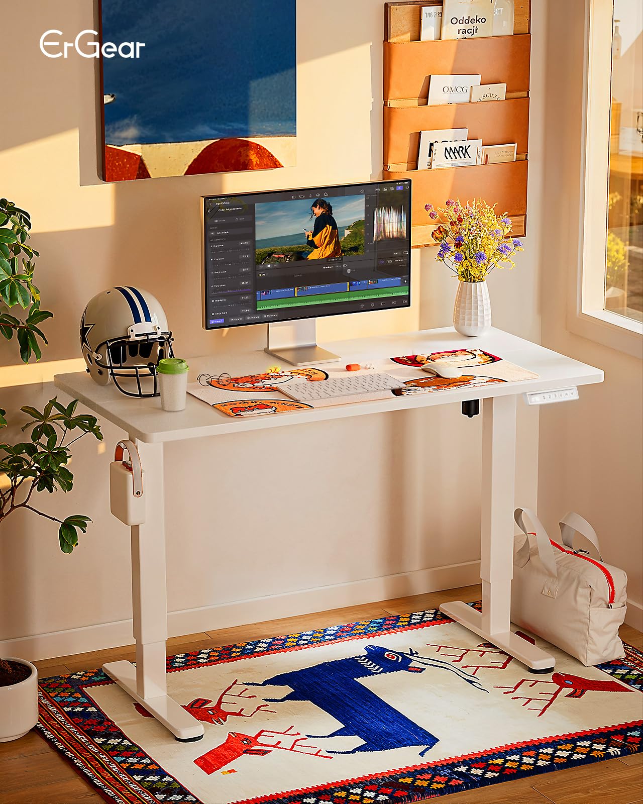 ErGear Electric Standing Desks 100x60 bureau assis-debout blanc 80 kg
