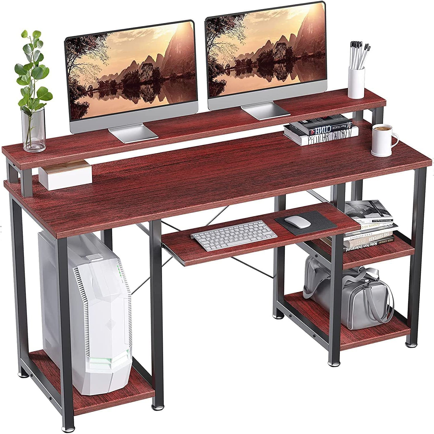 Noblewell Computer Desk bureau 47 pouces cerise tiroir clavier